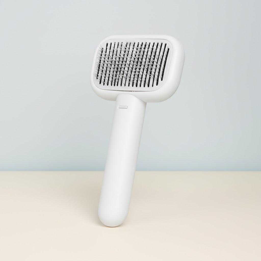 Расческа для домашних животных из нержавеющей стали Щетка для вычесывания собак Разглаживающая расческа Самоочищающаяся щетка для ухода за кошками белый