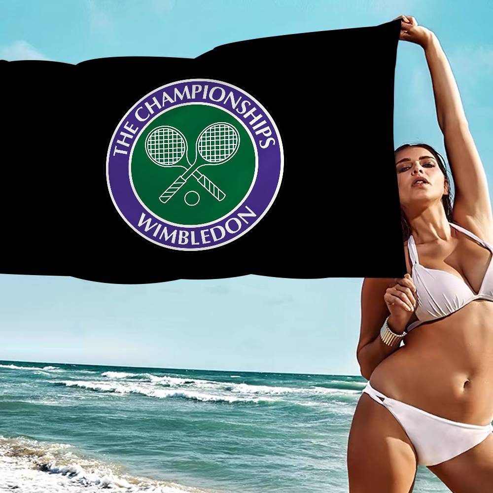W-Wimbledon Pattern Microfiber Printed Beach Towel Mountain Climbing Yoga Beach Swimming Running Absorbent Soft Towel