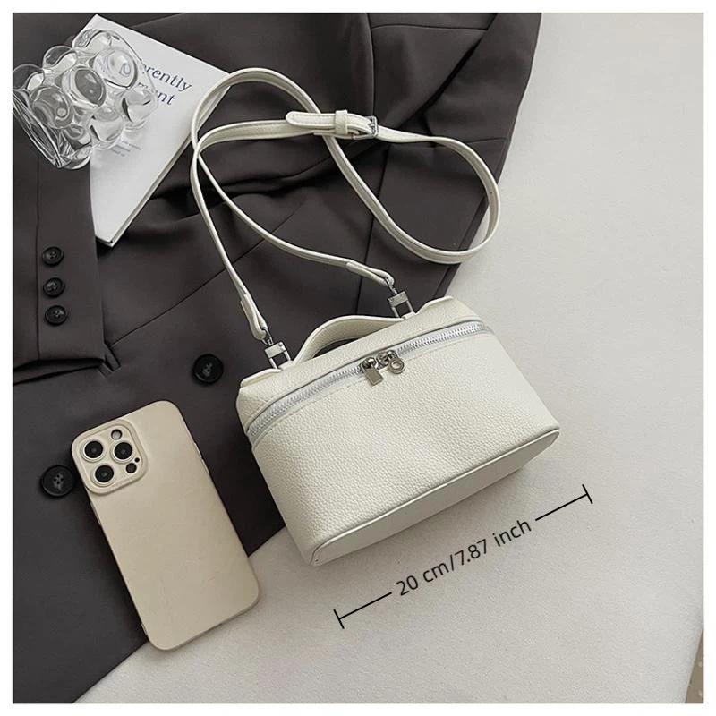 Chic Lychee Grain Women Lunch Tote Bag Insulated Shoulder Crossbody Handheld Bag for Commute Office Food Storage