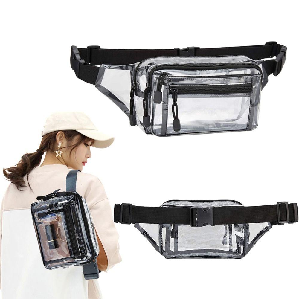 Waterproof Chest Bag Transparent Multi Layer Shoulder Bag Waist Pack Adjustable Shoulder Strap Makeup Bag Running Hiking Travel