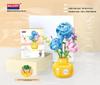 Rose Violette Vase Bausteine Sonnenblume Blumenstrauß DIY Kreatives Spielzeug für Kinder und Erwachsene