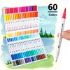 60-Pack Double-Headed Marker Pens – Fine & Brush Tip, Water-Based, Vibrant Colors for Art, Calligraphy, and Holiday Decoration