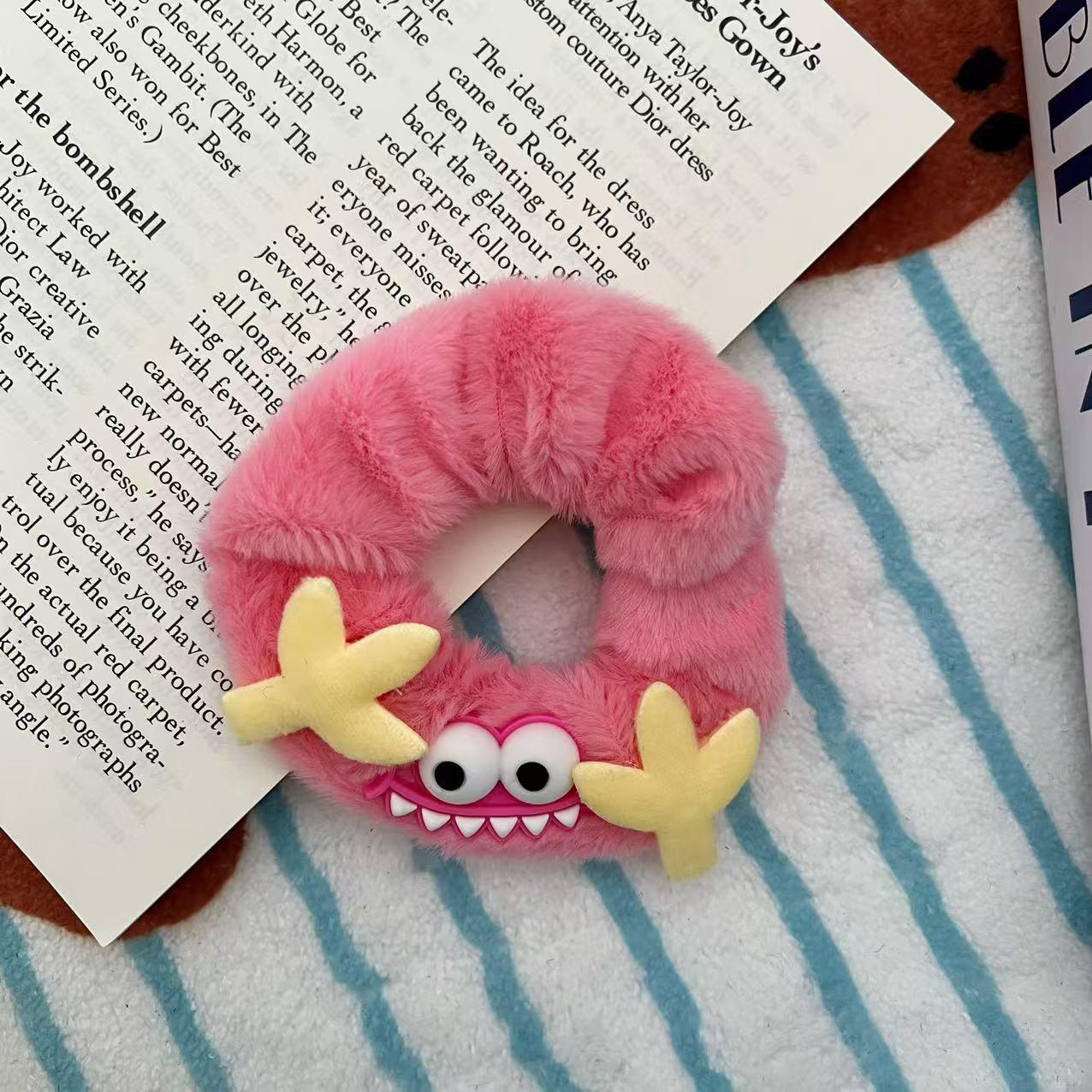 

Зима 2024 года Little Monster Dopamine Plush Hair Ring - Милая пушистая веревка для девочек