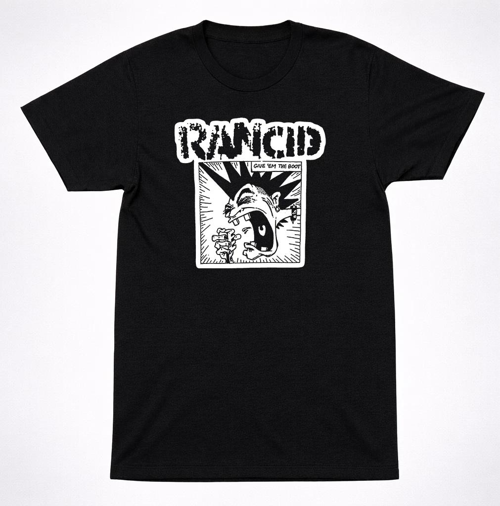 Rancid Give em the Boot Logo Black T-Shirt Punk Rock Band Graphic Tee XL