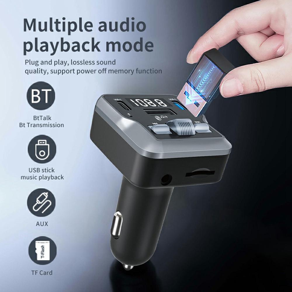C66 Multifunctional Car Charger FM Transmitter Bluetooth-compatible Player Adapter with Remote Control