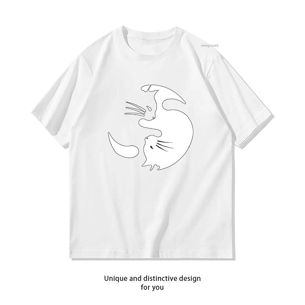

Yin Yang Cat I Love Cats Gift for Cat Lover Yoga Cat Classic TShirt Women Unisex Casual cotton printed t shirts Creative tops S