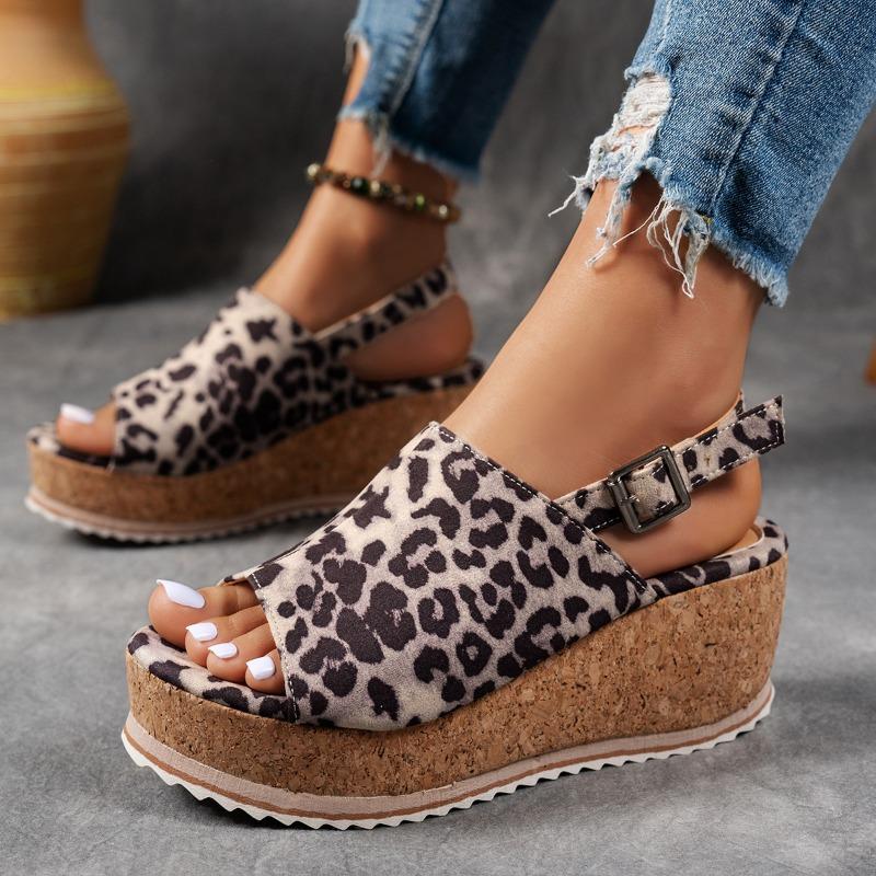 

Spring and summer new suede muffin thick-soled wedge sandals women s fish mouth buckle water table high-heeled sandals 43