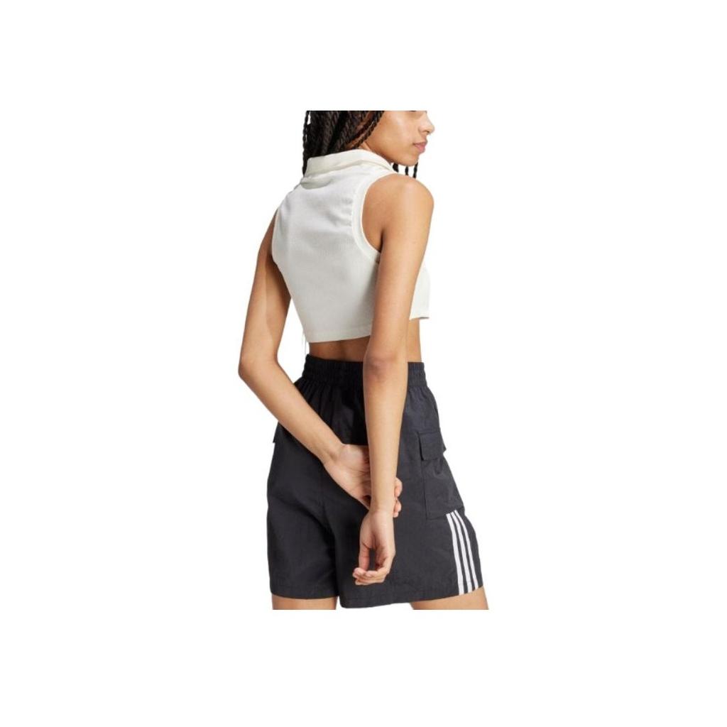 Adidas Originals Cropped Logo Slim-Fit Sleeveless Vest Women Tops White IT9858