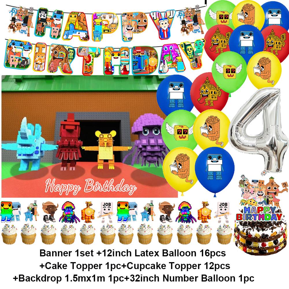 Steal N Catch The Brainrot Birthday Party Decorations Number Balloon Cake Topper Popular Game Background Party Supplies Kid Gift