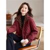 Fashionable Loose Fit Autumn Winter Stand Collar Diamond Grid Thin Cotton Coat, Middle-aged and Elderly Cotton Jacket