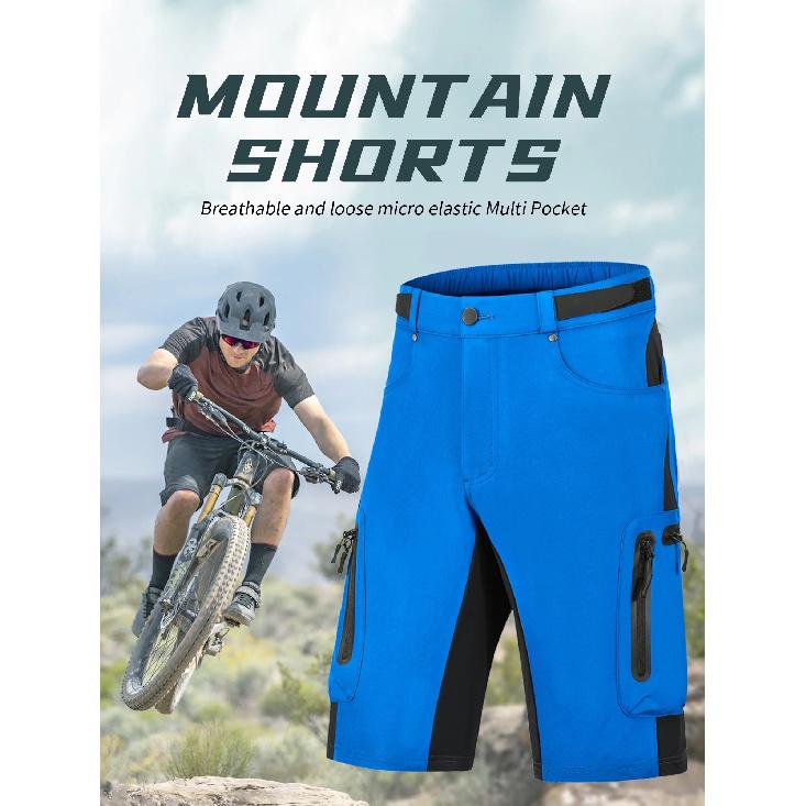 Men's Cycling Shorts Mountain Bike Multifunctional Pants with Pockets Breathable Outdoor Hiking Sports Pants