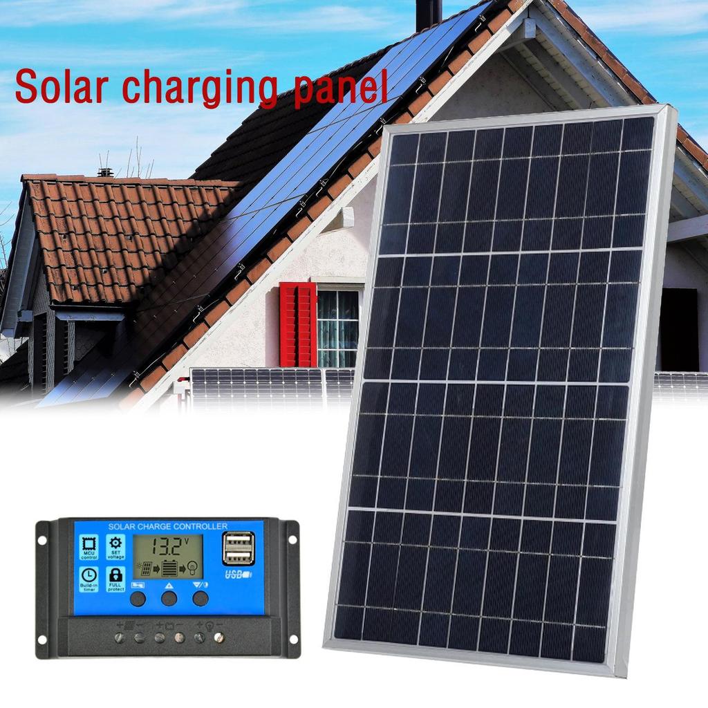 10W Framed Polycrystalline Solar Panel Kit with Controller - 12V/18V