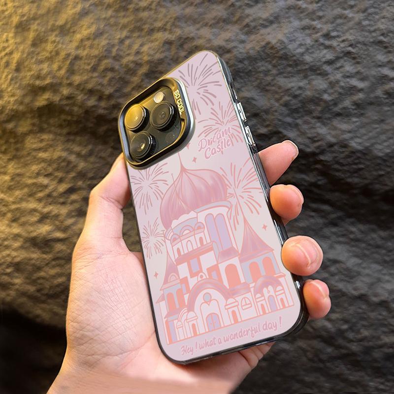 New Year Pink Castle Fireworks Case For  Mi 14 13 12 12T 13T Pro 11 Lite 5G NE Poco F5 X5 Pro Lens protect plating Cover