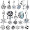 Sparkling Snowflake Charms Moon North Star Winter Blue Murano Beads Fit Original Bracelets DIY Jewelry Gifts