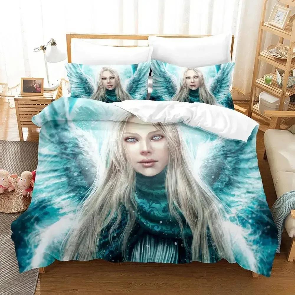 3D Fantasy Angel All Season Guardian Angel Printed Bed Set Duvet Cover Pillowcase Bedding Set Bed Linen Sheet Quilt Cover Full