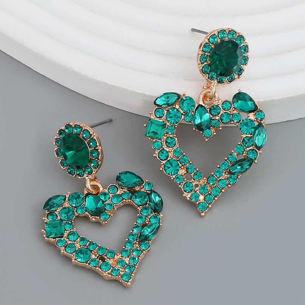 Pinkdudu Fashion 3 Color Rhinestone Heart Drop Earrings Romantic Luxury Multicolor Zircon Love Earring for Women Jewelry PD1323