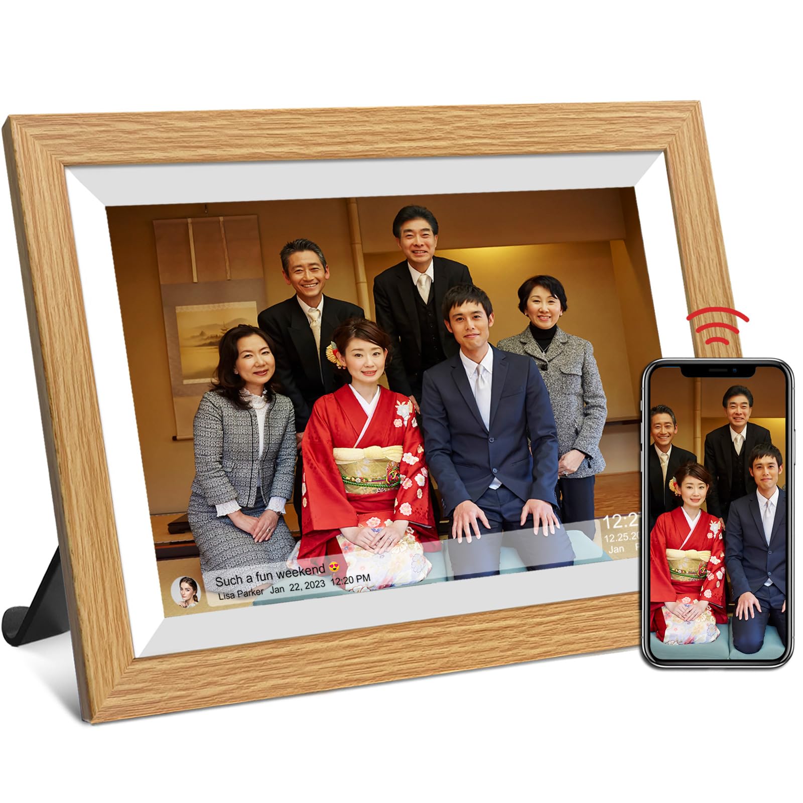 

32GB Digital Photo Frame WiFi Inch Smart Digital Photo Frame 1280x800 IPS HD Touch Auto Easy Setup to Share Photos and Videos Remotely from Anywhere жовтий