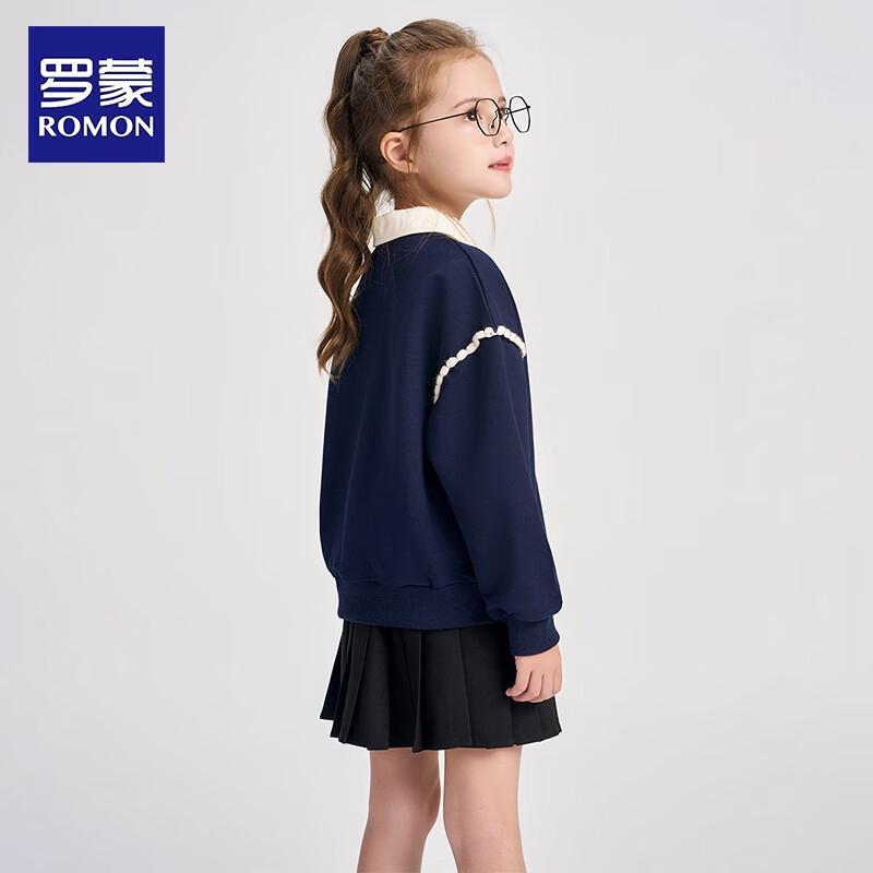 Romon Girls' Academy Style Polo Collar Sweatshirt