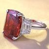 2023 Women's S925 Silver High Carbon Diamond Square Pigeon Blood Red Ring - Simple & Versatile Fashion Accessory