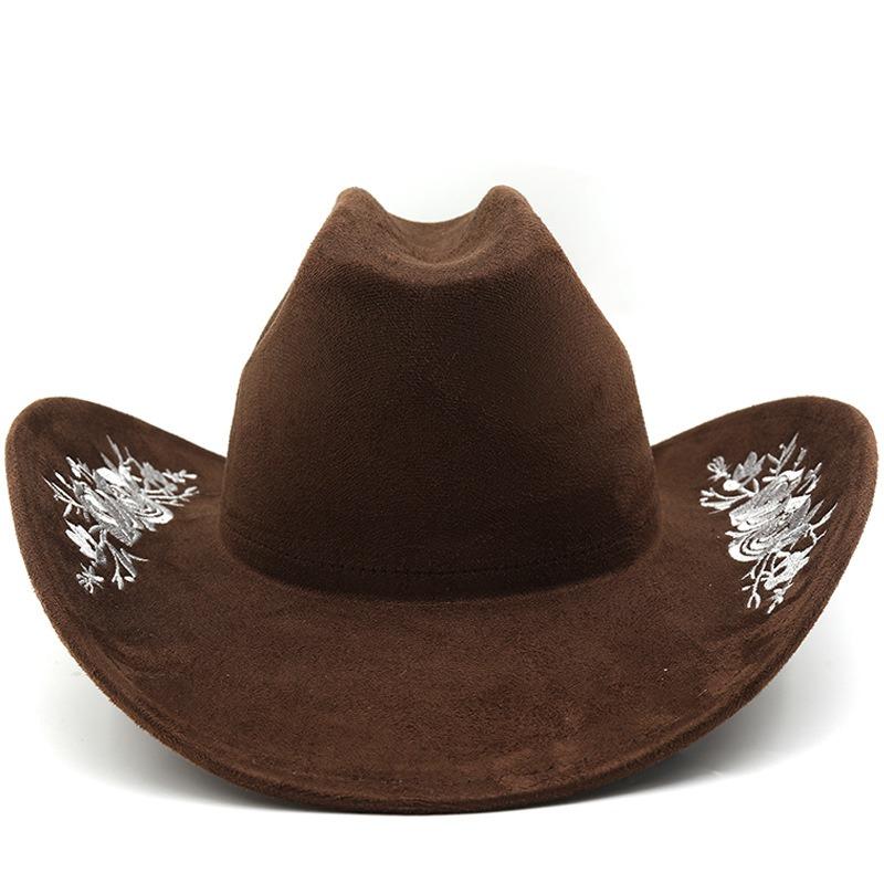 Western Style Embroidered Wide Brim Hat Outdoor Travel Jazz Hat
