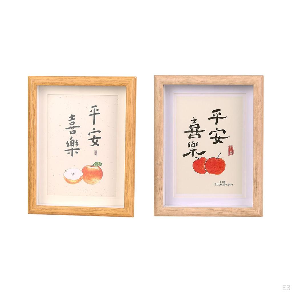 Rectangle Wooden Photo Frame Desktop Decors Holder Stand Table Centerpieces Picture for Living