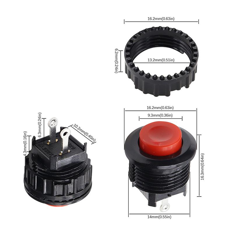 5 Peças Interruptor de Botão de Pressão Momentâneo 14mm Momentâneo 3A/250Vac Interruptores Redondos Interruptor de 2 Pinos Ds-500 Botões Elétricos
