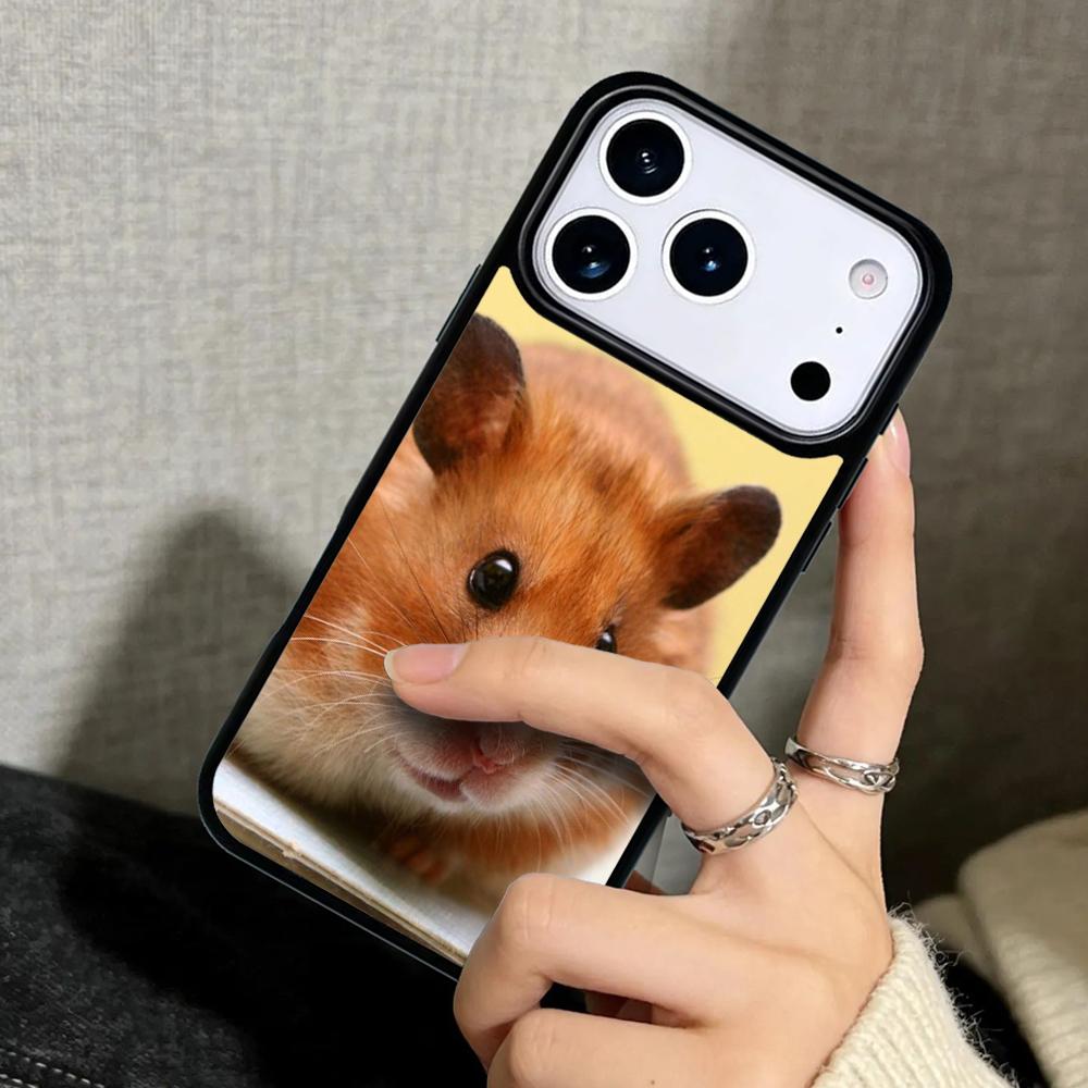 Capa Case for iPhone 17 Air 16 Pro Max 15 Plus 11 13 Mini 14 12 Back Phone Cover Cute Funny Hamster