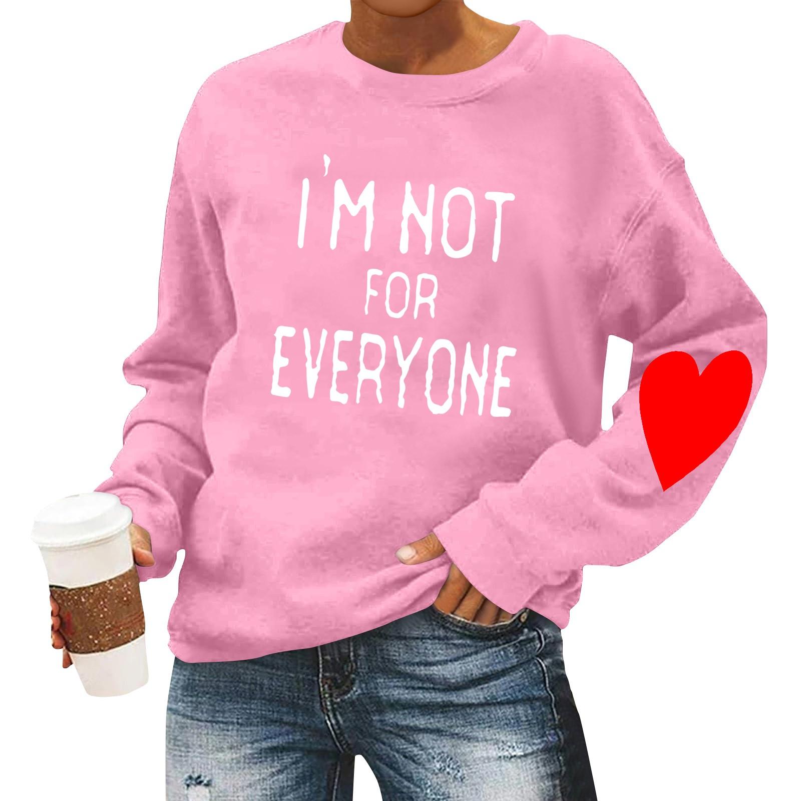 

Женская повседневная мода ко Дню святого Валентина с принтом, длинным рукавом, круглым вырезом, толстовки, пуловеры, топы S розовый