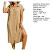 Women Cotton Shirt Dress Summer Short Sleeve Button Down Midi Dress Side Slit Casual Beach Vacation Sundress