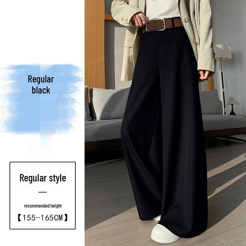 Women s Spring 2026 High-Waisted Wide-Leg Trousers with Belt - Casual, Fashionable, Floor-Length L