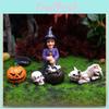Pumpkin Witch Halloween Resin Yard Decoration With Micro Landscape Gift Scene