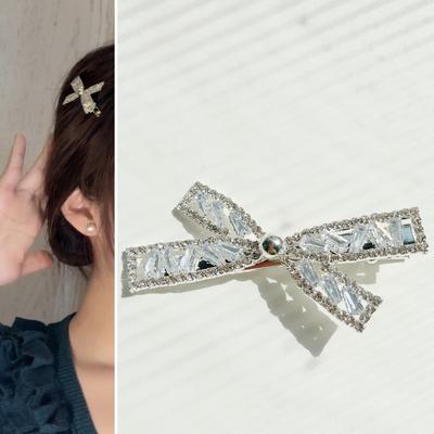 Haarnadel Weibliche Koreanische Licht Luxus Zirkon Bogen Knoten Haarnadel Seite Bang Clip ins Mesh Rot Kreuz Zirkon Ente Mund Clip
