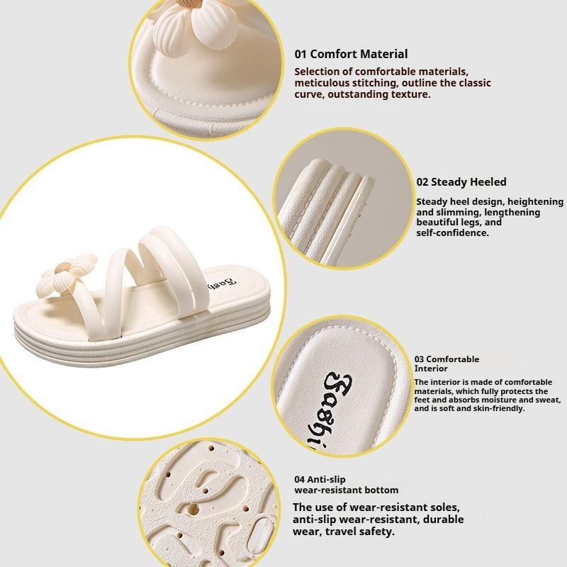 Sandálias Femininas Versátil Senhoras Rasteiras Antiderrapantes Estilo Francês para Exterior Estudante Sandálias da Moda