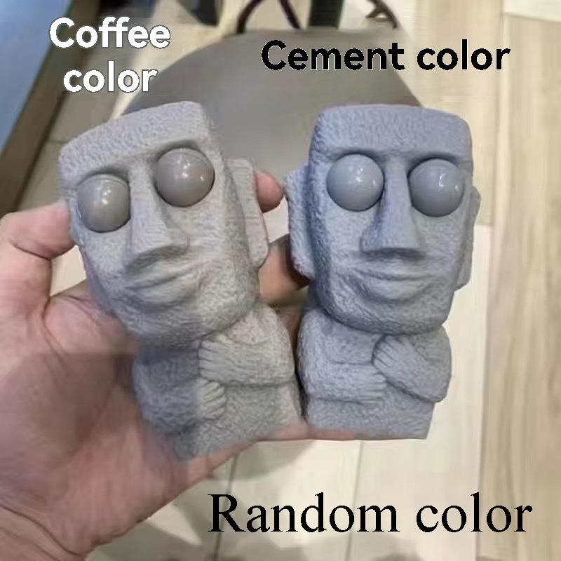 

Stone man releases stress slowly rebounds soft Moai statue squeeze eyes interested expression relaxes stress children s gift