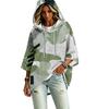Women's Casual Camouflage Print Hooded Pullover Top with Three-Quarter Sleeves
