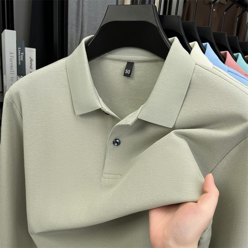 100% Pure Cotton High-quality Men's Long Sleeve Polo Shirt Autumn Fashion Simple Original Design Luxurious Golf T-shirt