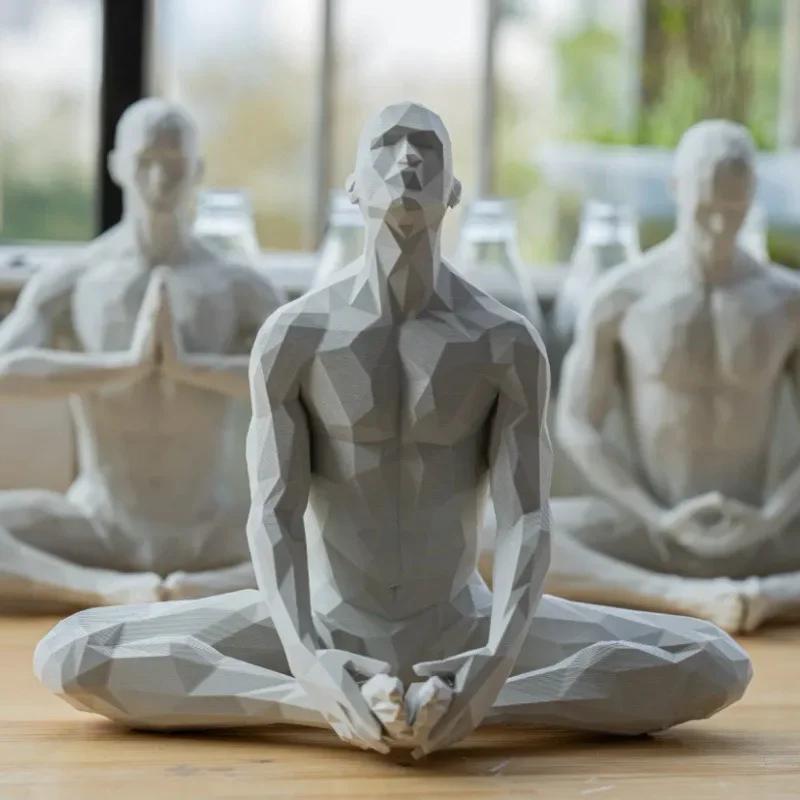 Calming Meditation Man Series Resin Figurine Small Ornament Zen Home Decor Living Room Shelf Desktop Yoga Mindfulness Crafts