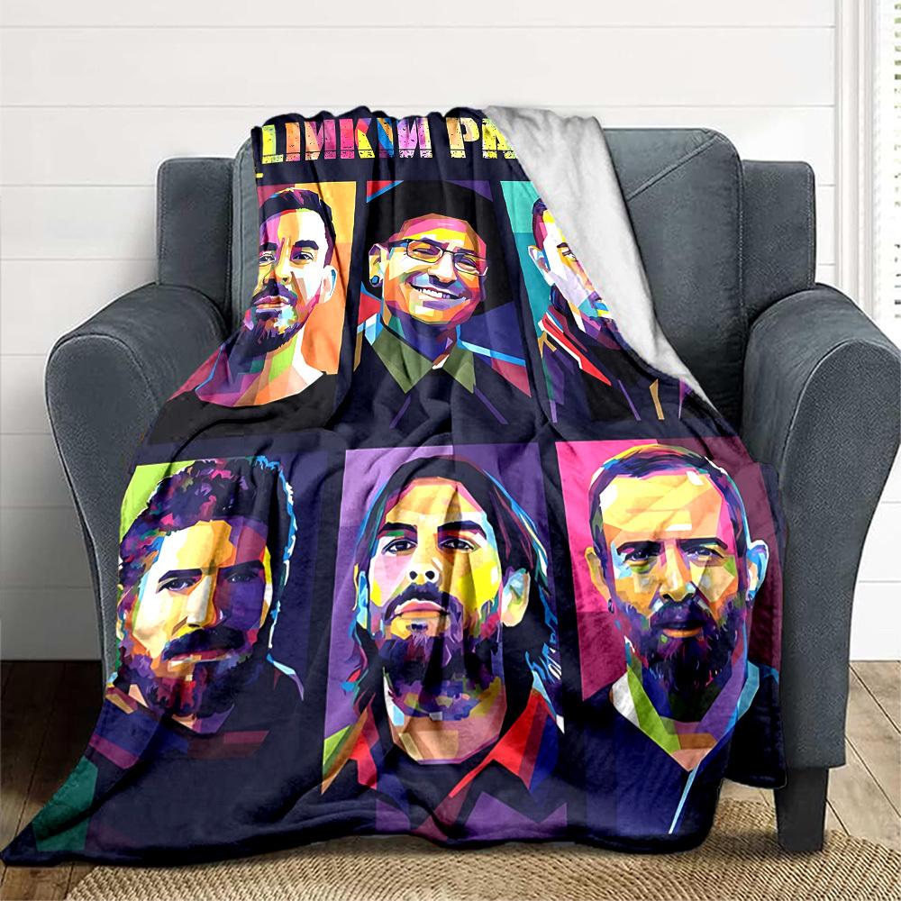1pc Linkin Park Band Blanket Lightweight Flannel Blanket Throw Blanket For Sofa, Bed, Travel, Camping, Livingroom, Office, Couch