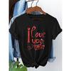 Übergröße, Ich liebe dich Grafikdruck Übergröße Damen T-Shirt, Kurzarm Rundhals Lässiges Oberteil für Sommer & Frühling, Damenbekleidung