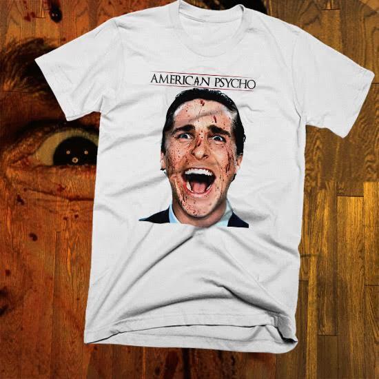 American Psycho Laughing Maniac Face T-Shirt, movie, retro, all sizes, cotton 4XL