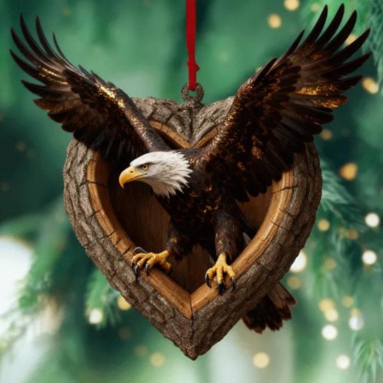 Forest Animal Christmas Ornaments 2D Acrylic Fox Eagle Birds Ornament Woodland Hanging Pendant for Xmas Tree Home Party Decor