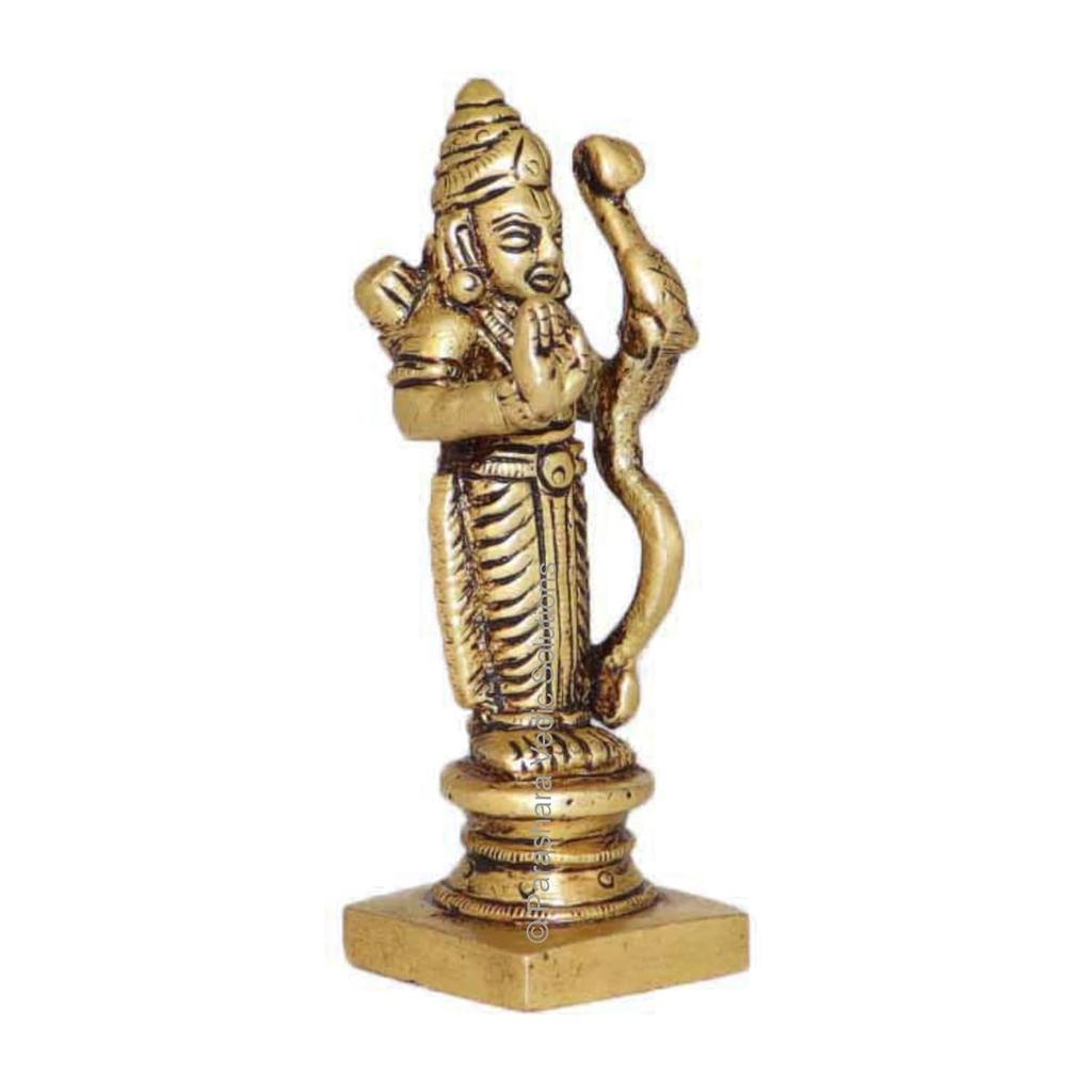 Gott Rama Idol, Pital Vishnu Ram Avatar Statue - Antikmessing, Gold - 18,1 cm