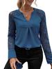 V-neck Patchwork Embroidery Lace Long Sleeve Women's Spring/Summer Top