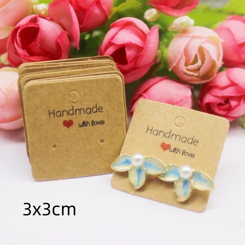 

50 шт. белая/крафт-бумага серии HANDMADE многоразмерные открытки, серьги, ожерелья, открытки для украшений 50CARD