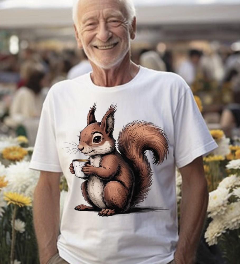 Кофейная кружка с белкой, унисекс, белая футболка S-5XL, унисекс футболка Gildan 5000 XL