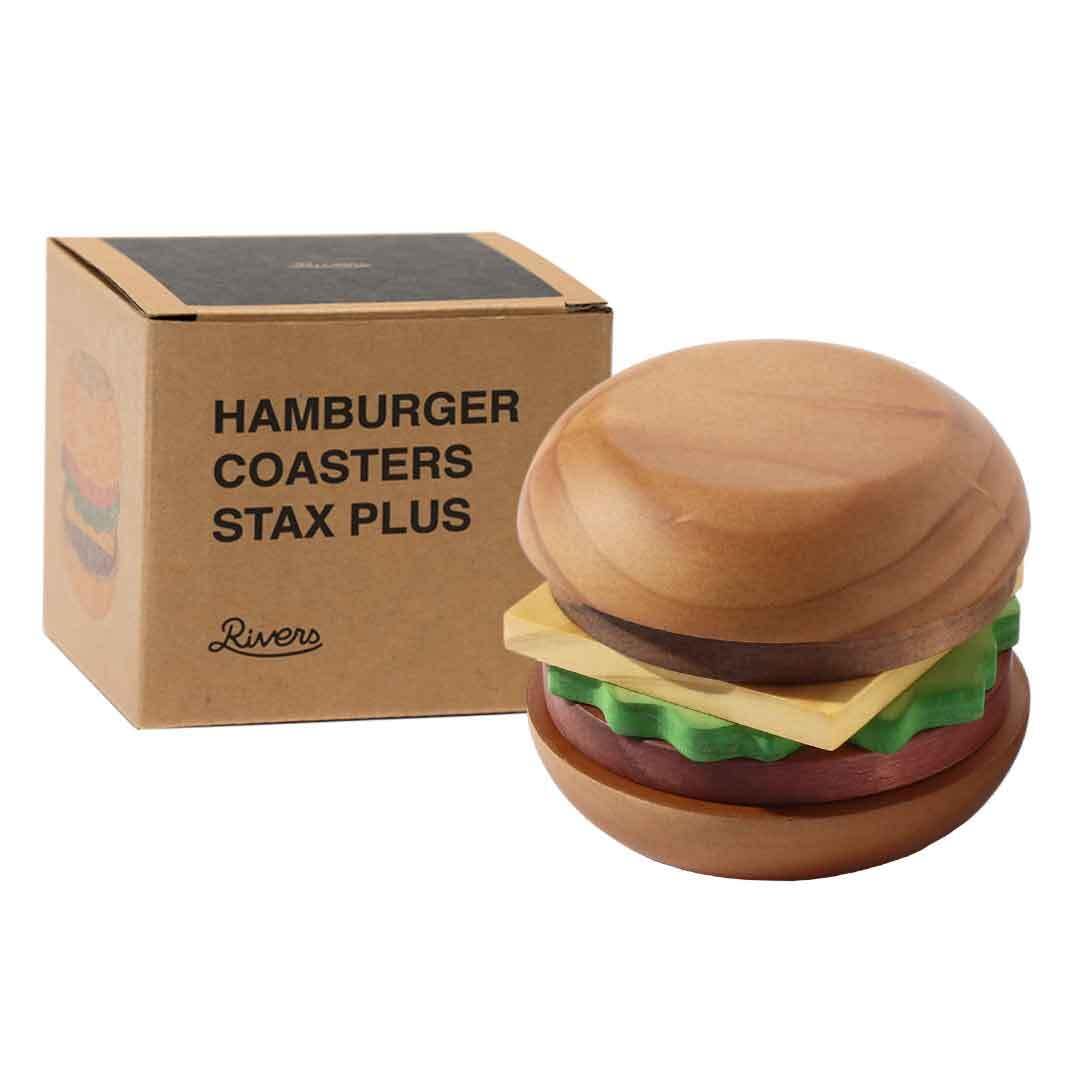 

Rivers Hamburger Stacks Set of 6 Kettle Coffee Coaster Set Coasters, Plus, Coasters, Gift, Tray, Wooden, Mat,
