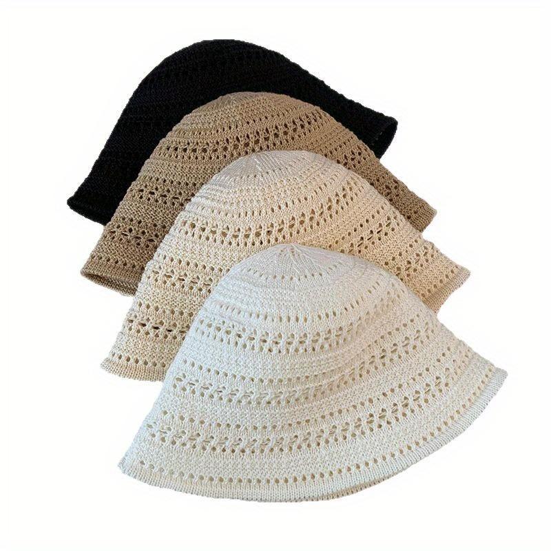 2025 Summer Hollow Fisherman Hat, Women'S Breathable Hat, Thin Sun Hat, Hollow Bucket Hat, Fashionable Basin Hat Bucket Sun Hat