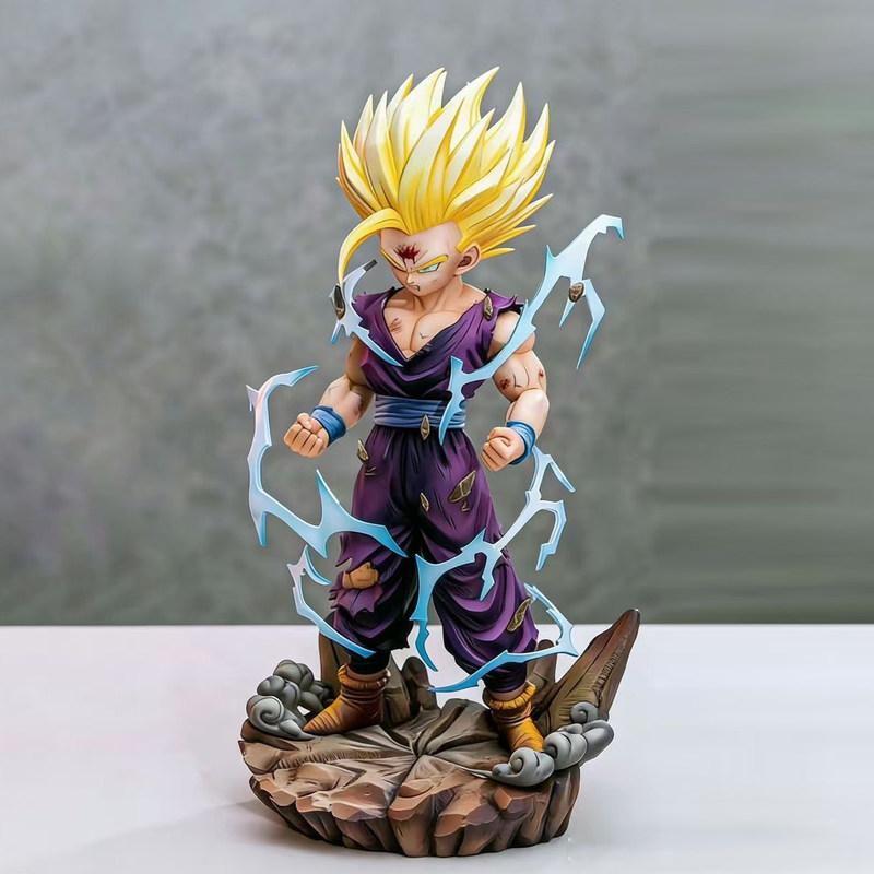 28cm Anime Dragon Ball Super Saiyan 2 Gohan Figures Double Head Sculpt Collectible Model Desktop Ornament Statue Toys Gifts