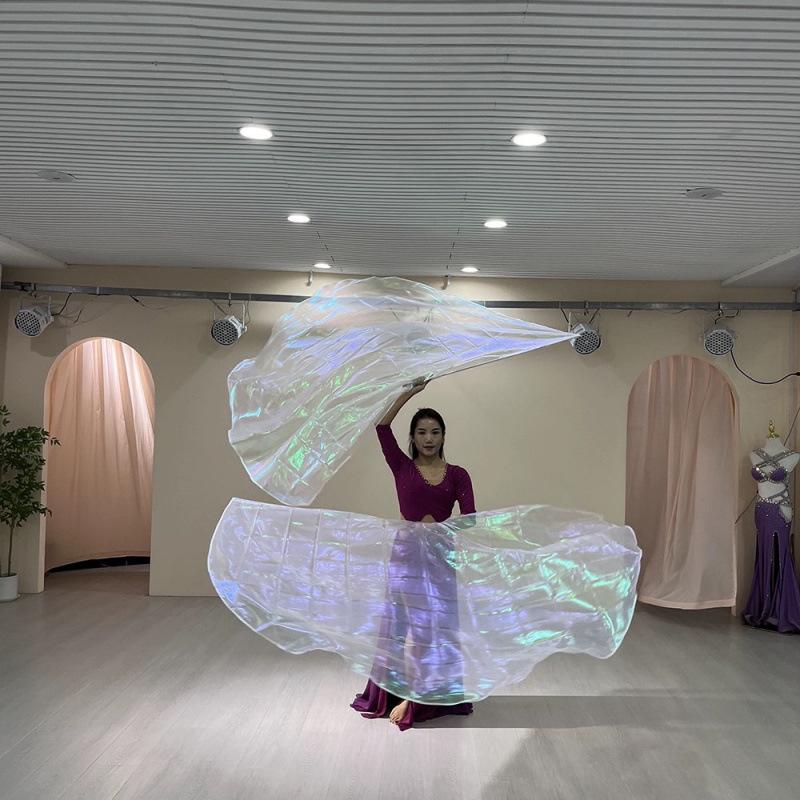 Con Bastoncini Telescopici Ventaglio Danza del Ventre Ventagli Imitazione Seta Accessori Bastoncini Estensibili Foulard Multicolore Bandiera Accessori da Ballo Leggeri