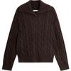 INMAN Women's Retro Cable Knit Lapel Wool Sweater